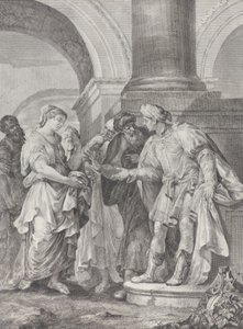 Daniel se hádá se staršími, zatímco Susanna stojí vlevo, 1732-50. od Pietro Monaco