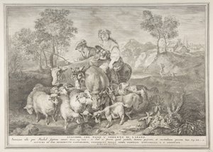 Jákob pásl Labanovo stádo Jákob, pásl Labanovo stádo, 1743-63. od Pietro Monaco
