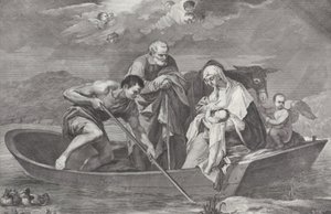 Útěk do Egypta se Svatou rodinou na lodi, 1730-50.