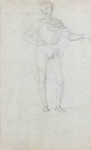 Studie pro postavu v Klanění tří králů (černá křída) od Pietro Perugino