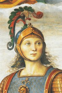 Horace Coclite, Perugino (cca 1450-1523), freska, Audience Hall, Collegio del Cambio (College of Change), Priors Palace, Perugia, Umbria, Itálie od Pietro Perugino