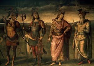 Leonidas Lacedaemonian, Horatius Cocles, Publius Scipio, Perikles z Athén, Alegorie odvahy a střídmosti se šesti antickými hrdiny od Pietro Perugino