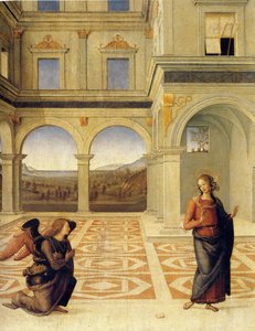 Zvěstování, asi 1498 od Pietro Perugino