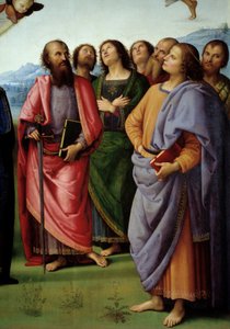 Nanebevstoupení Krista Detail představující apotery. Obraz od Pietra Vannucciho dit il Perugino (Le Perugin od Pietro Perugino