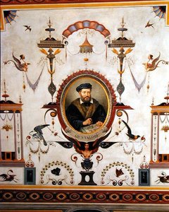 Portrét Giuntalodi, detail ze stropu Sala del Sindaco od Pietro Pezzati