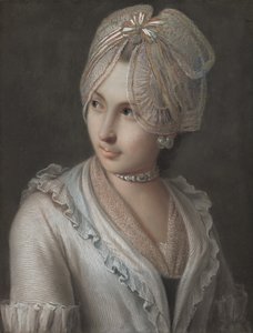 Elegantní mladá dáma s krajkovou čepicí od Pietro Antonio Rotari