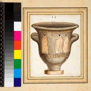 Váza s červeným tvarem (černá křída, některé s perem a hnědým inkoustem, obarvené akvarelem) od Pietro Santi Bartoli