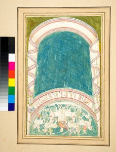 Kopie mozaiky vozataje (černá křída, některé s perem a hnědým inkoustem, obarvené akvarelem) od Pietro Santi Bartoli