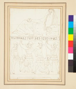 Etruská urna (pero a inkoust) od Pietro Santi Bartoli
