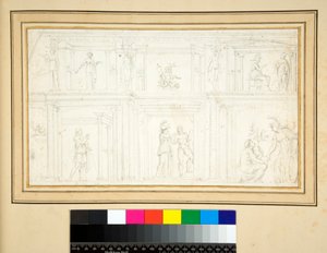 Fragment nástěnné malby (tužka) od Pietro Santi Bartoli