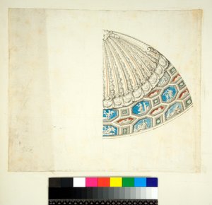 Klenba vily Madama (černá křída, některé s perem a hnědým inkoustem. obarvené akvarelem) od Pietro Santi Bartoli