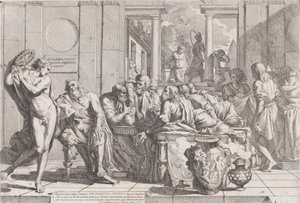 Platónovo sympozium: Sokrates a jeho společníci seděli kolem stolu a diskutovali o ideální lásce..., 1648.