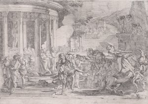 Sinorix nesený z chrámu Artemis ve snaze uniknout účinkům jedu..., ca. 1640. od Pietro Testa