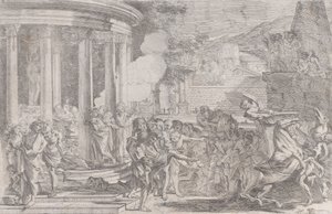Sinorix nesený z chrámu Artemis ve snaze uniknout účinkům jedu..., ca. 1640. od Pietro Testa