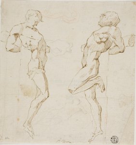 Studie k obrazu Zloději na kříži (recto), náčrt postav (verso) od Pietro Testa
