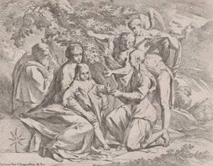 Svatá rodina živená anděly, ca. 1642-44. od Pietro Testa