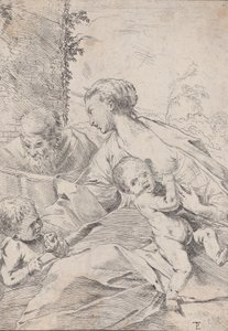 Svatá rodina s malým svatým Janem držícím jablko, ca. 1630. od Pietro Testa