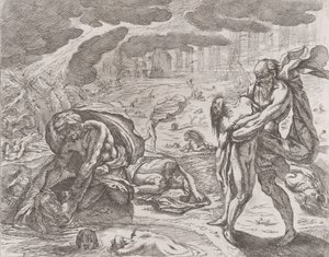 Potopa, postavy vytahované z vody, ca. 1640-42. od Pietro Testa