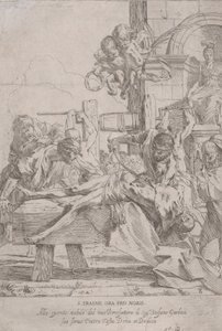 Umučení svatého Erasma, který leží na zemi a má odstraněné vnitřnosti, dva putti a..., ca. 1630.