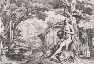 Marnotratný syn mezi prasaty, ze série čtyř tisků, ca. 1645. od Pietro Testa