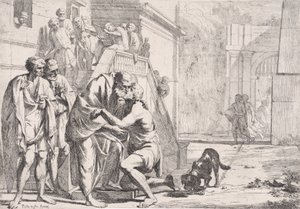Návrat marnotratného syna, otec objímající svého syna, ze série,..., ca. 1645. od Pietro Testa