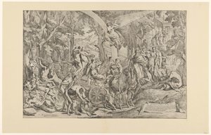 Triomf van de schilderkunst op de Parnassus Vyjadřuje své city/ zaslouží si poklonu/ vítězí nad Parnasem (název na předmětu) od Pietro Testa