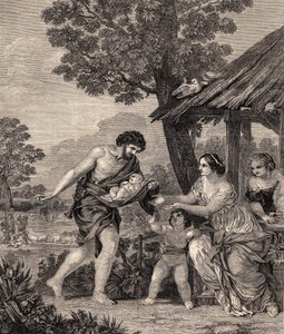 Romulus a Remus. Rytina podle obrazu Pietra da Cortone. Rytina z roku 1860. od Pietro da Cortona