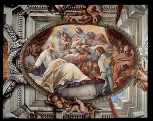 Navrácení sv. Filipa po zjevení panenské Fresky z doprovodu Pietro da Cortona (Petr z Cortony) (1596-1669) 1652 Řím, červený pokoj Kostel Santa Maria in Vallicella Itálie od Pietro da Cortona
