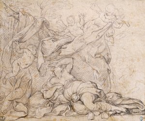 Venuše, studie pro Triumph of Divine Providence, freska na klenbě v sále Palazzo Barberini, Řím od Pietro da Cortona