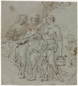 Lot a jeho dcery recto Skica pro Lota a jeho dcery verso, 1600s.