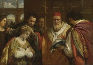 Svatá Domitilla přijímá závoj od papeže Klementa I od Pietro da Cortona