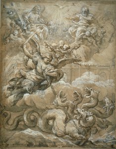 Nejsvětější Trojice se svatým Michaelem dobývajícím draka, 1666 od Pietro da Cortona