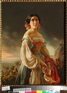 Portrét princezny Liny Gagariny (tehdy hraběnky Muraviové). Obraz Pimen Nikitich Orlov (1812-1863), olej na plátně