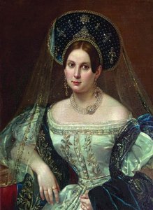 Portrét ženy v ruských dvorních šatech, cca 1835
