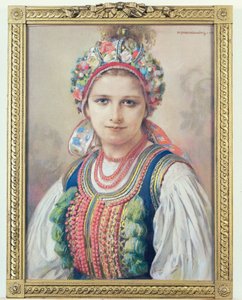 Krakovská nevěsta, 1917 (pastel na kartonu) od Piotr Stachiewicz