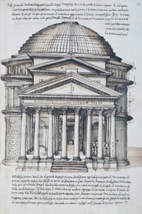 Pohled na Pantheon v Římě, kresba ze svazku XIII XXX Libri delle Antichita (Knihy starožitností)