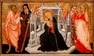 Madona a dítě se svatými. 15. století (tempera na dřevě) od Pittore Marchigiano