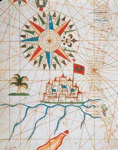 Alexandria, Egypt, z portolánského atlasu sestávajícího ze šesti grafů, autorů Placido Caloiro a Francesco Oliva, Pergamen. 1646.