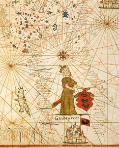 Osmanská říše, z portolánského atlasu sestávajícího ze šesti grafů, od Placida Caloira a Francesca Olivy, Pergamen. 1646.