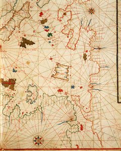 Peloponés, z portolánského atlasu sestávajícího ze šesti map, od Placida Caloira a Francesca Olivy, Pergamen. 1646.