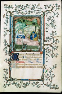 Narození. Z knihy Petites heures du Duc de Berry ... od Pol de Limbourg