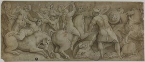 Bitva Amazonek od Polidoro da Caravaggio