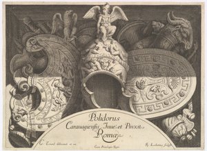 Divers Trophées Weapon Trophy po fasádě Palazzo Milesi v Římě, 1651 od Polidoro da Caravaggio