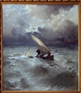 Tempete en mer (Bouře na moři) Malba Pompea Marianiho (1857-1927) 1898 Rozměr 145x135 cm Genes, Galleria d