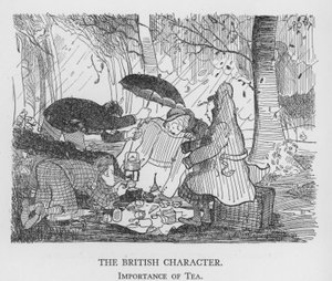 Britský charakter, význam čaje (litho)