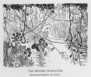 Britský charakter, nepostradatelnost golfu (litho)