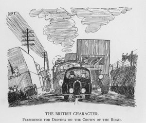Britská postava, preference pro jízdu na koruně silnice (litho) od Pont