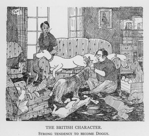 Britská postava, silná tendence stát se psem (litho)