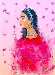 Elegantní žena – Růžový lotos od Poonam Choudhary