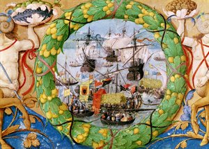 Festival portugalské flotily, ilustrace z Lettura Nova od Alema Doura, 1513 od Portuguese School